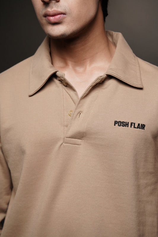 Men's Full Sleeve's Polo Named Embroidery T-shirt