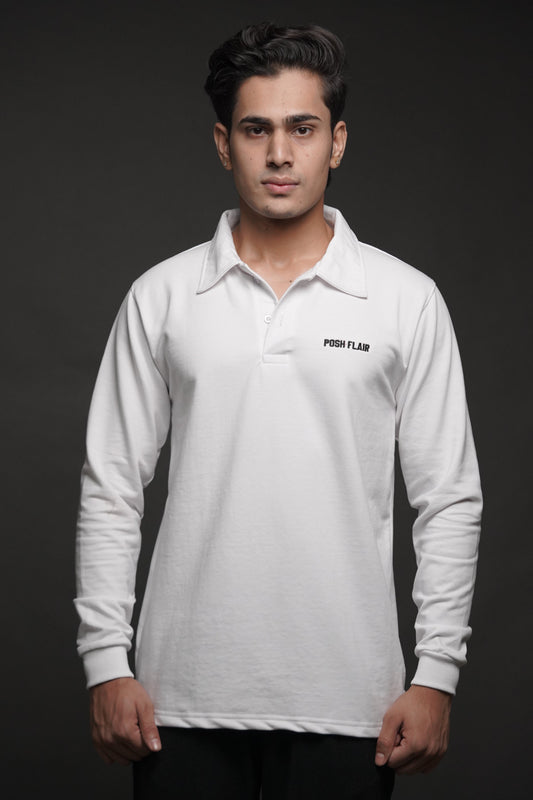Men's Full Sleeve's Polo Named Embroidery T-shirt